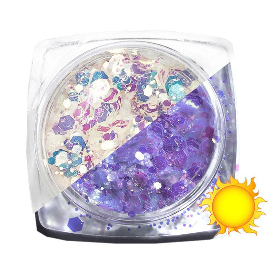 Komilfo блесточки фотохромные MIX-004, микс размеров, 2,5 г, Цвет: 004
