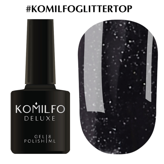 Гель-лак Komilfo Glitter Top — Топ для гель-лака с мелким шиммером, 8 мл, Объем: 8 мл
