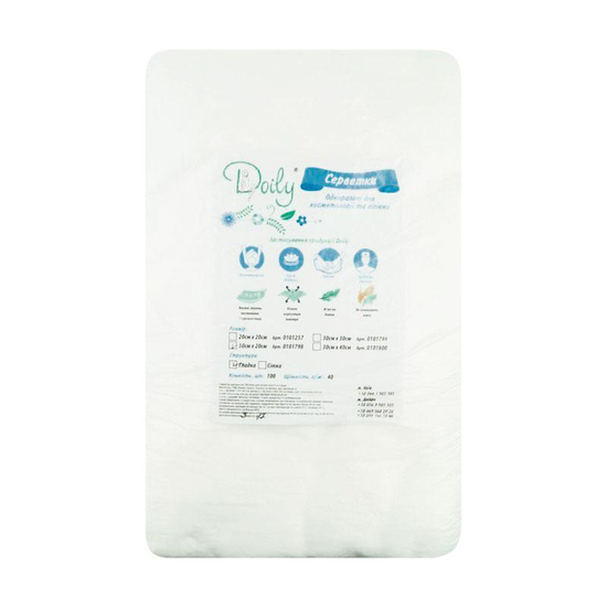 Салфетки в пачке 30*20, 40г/м2, 100 шт, сетка Doily, Структура: Сетка, Размер: 30x20, Фасовка: в пачке