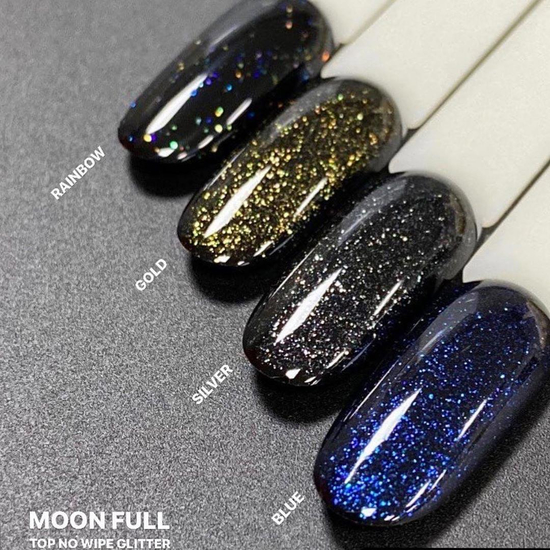 MOON FULL Top Glitter №3 Silver (прозорий з сріблястим мікроблеском), 8 мл3