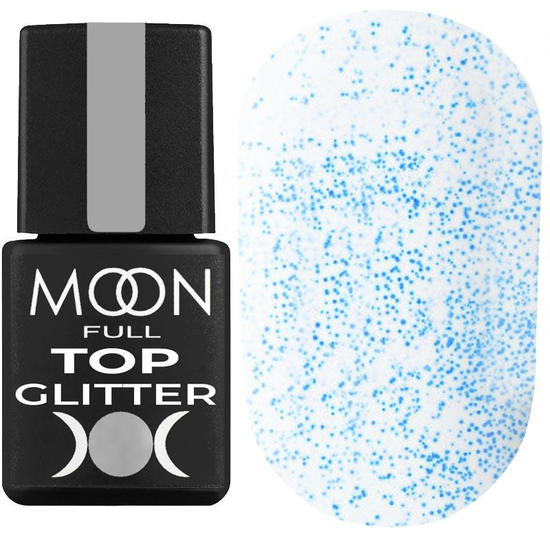 MOON FULL Top Glitter №4 Blue (прозорий з синім мікроблеском), 8 мл