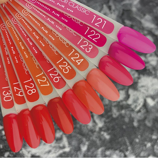 Гель-лак MOON FULL color Gel polish №126 (яркий огненно-розовый, эмаль), 8 мл2