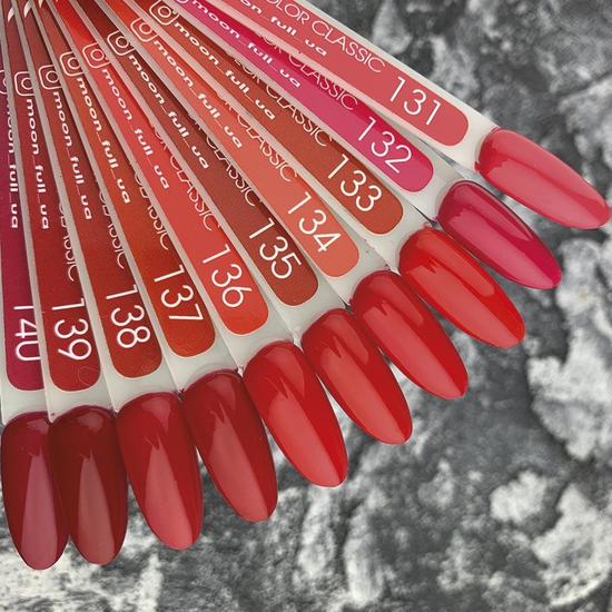 Гель-лак MOON FULL color Gel polish №136 (вогненно-червоний, емаль), 8 мл2