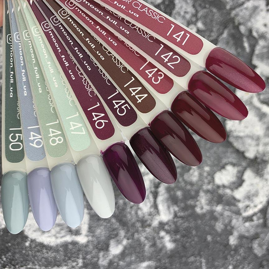 Гель-лак MOON FULL color Gel polish №142 (бургундський, емаль), 8 мл2