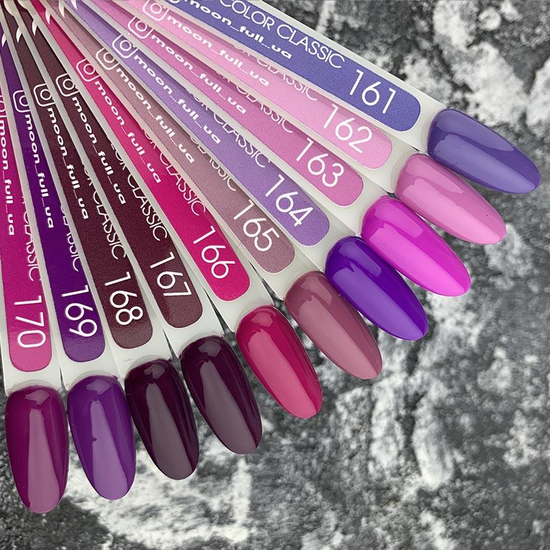 Гель-лак MOON FULL color Gel polish №162 (пастельний бузковий, емаль), 8 мл2