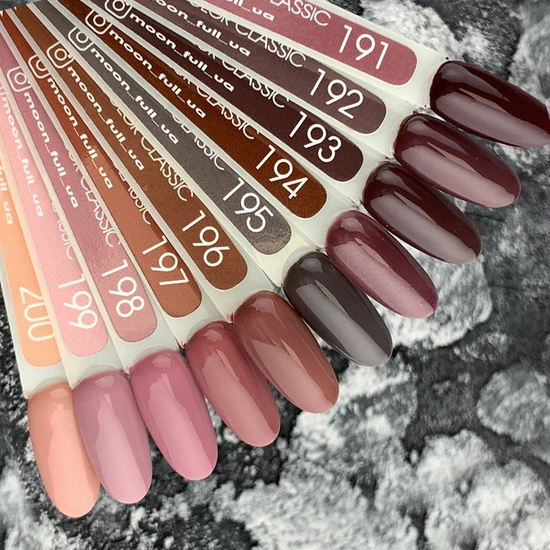 Гель-лак MOON FULL color Gel polish №192 (коричнево-серый, эмаль), 8 мл2