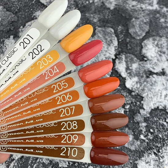 Гель-лак MOON FULL color Gel polish №206 (тициановый, эмаль), 8 мл2