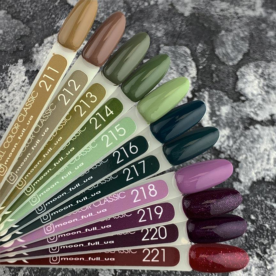 Гель-лак MOON FULL color Gel polish №216 (опівнічно-синій, емаль), 8 мл2