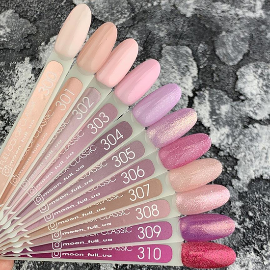 Гель-лак MOON FULL color Gel polish №305 (светло-сиреневый с золотистым шиммером), 8 мл2