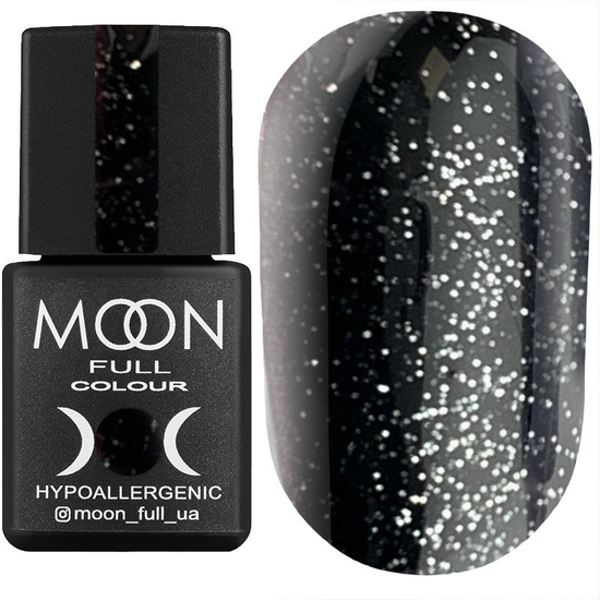 Гель-лак MOON FULL color Gel polish №319 (чорно-зелений з сріблястим шіммери), 8 мл