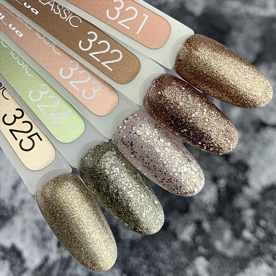 Гель-лак MOON FULL color Gel polish №321 (золотисто-бежевий з дрібним шіммери), 8 мл2