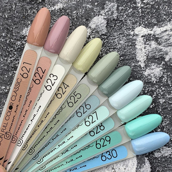 Гель-лак MOON FULL color Gel polish №628 (бело-зеленый светлый, эмаль), 8 мл2