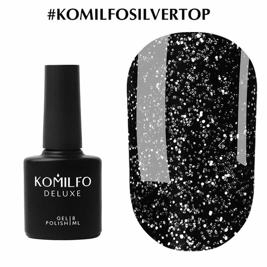 Komilfo No Wipe Silver Top топ БЕЗ липкого шару з срібним мікроблеском, 8 мл