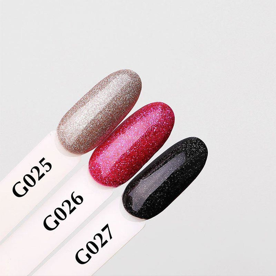 Гель-лак Komilfo DeLuxe Series G025 (світло-коричневий з різнокольоровими блискітками), 8 мл3