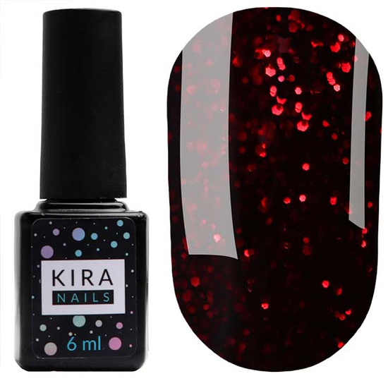 Гель-лак Red Hot Kira Peppers №004 (гранатовый с рубиновыми блестками), 6 мл, Цвет: 004
