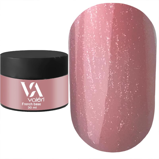 Valeri French base №002 (світло-рожевий із сріблястим мікроблиском), 30 мл, Об`єм: 30 мл, Колір: 002