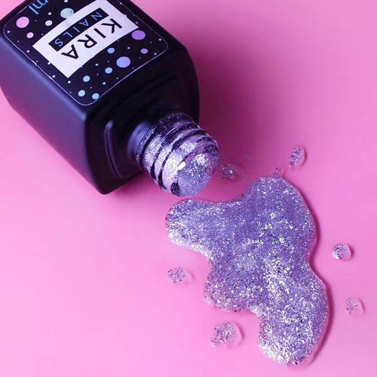 Kira Nails No Wipe Silver Top - топ без липкого слоя с серебряным микроблеском, 6 мл2