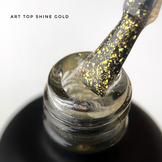 ART Top Shine Gold - топ для гель-лака с мелкими золотыми хлопьями, 10 мл, Цвет: Gold2