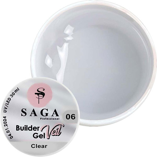 Гель для наращивания SAGA Builder Gel Veil №6 Clear 30 мл, Объем: 30 мл, Цвет: Clear
