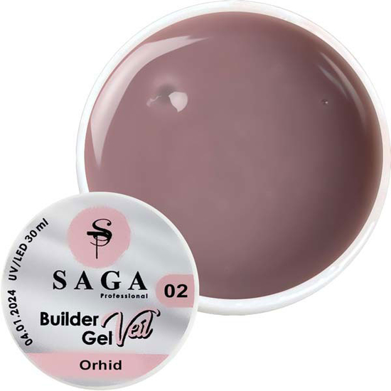 Гель для нарощування SAGA Builder Gel Veil №2 Orchid 30 мл, Об`єм: 30 мл, Колір: Orchid