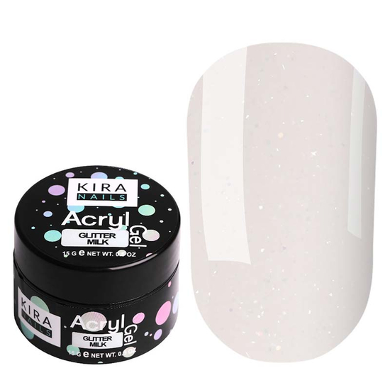 Kira Nails Acryl Gel Glitter Milk, 15 г, Объем: 15 г, Цвет: Glitter Milk