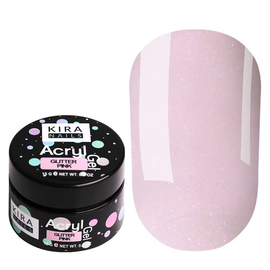 Kira Nails Acryl Gel Glitter Pink, 15 г, Объем: 15 г, Цвет: Glitter Pink