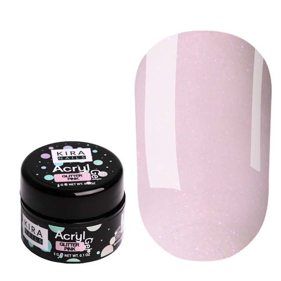 Kira Nails Acryl Gel Glitter Pink, 5 г, Об`єм: 5 г, Колір: Glitter Pink