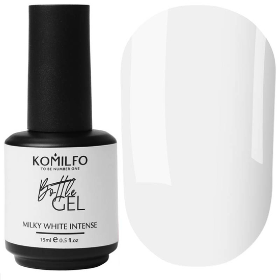 Komilfo Bottle Gel Milky White Intense с кисточкой, 15 мл, Цвет: Milky White Intense