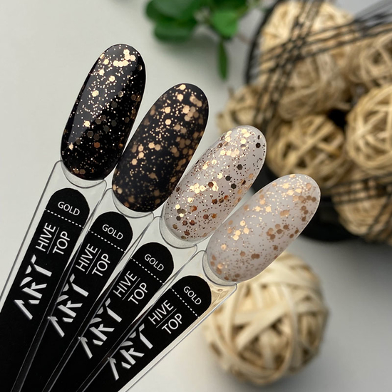 ART Hive Top Gold - топ с шестигранниками без липкого слоя, 10 мл, Цвет: Gold3