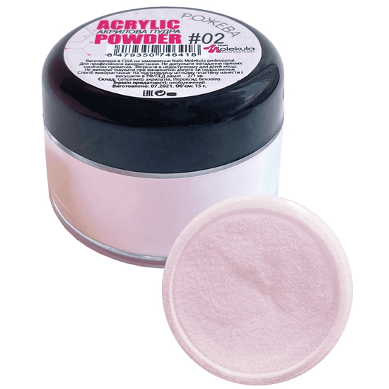 Molekula Nails Акриловая пудра №02 (розовая), 15 г, Объем: 15 г, Цвет: 02
