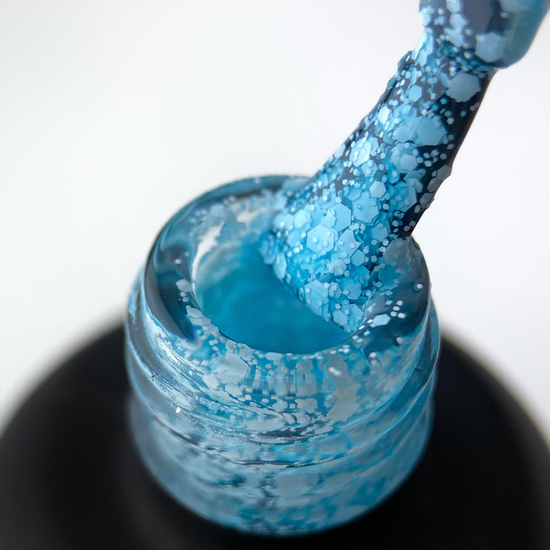 Гель-лак ART Bubble №B006 (напівпрозорий блакитний з білими пластівцями), 10 мл, Об`єм: 10 мл, Колір: B0062