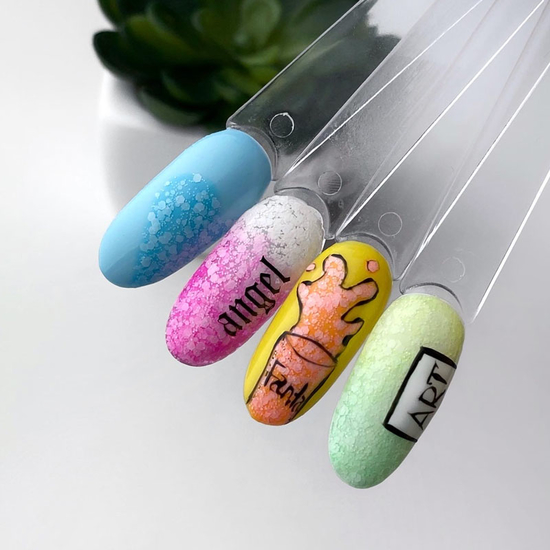 Гель-лак ART Bubble №B002 (полупрозрачный коралловый с белыми хлопьями), 10 мл, Объем: 10 мл, Цвет: B0025