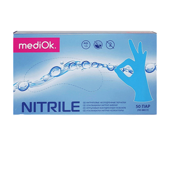 Рукавички нітрилові MediOk Blue 100 шт, M, Розмір рукавичок: M2