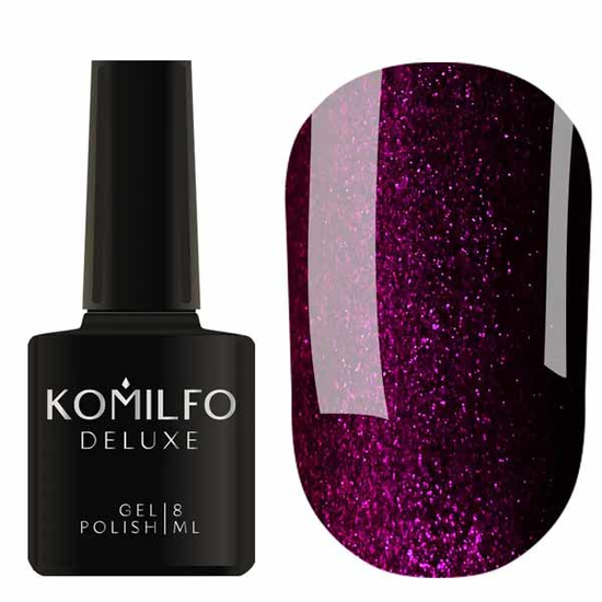Гель-лак Komilfo Deluxe Series №D095 (фіолетово-бордовий з шиммером), 8 мл