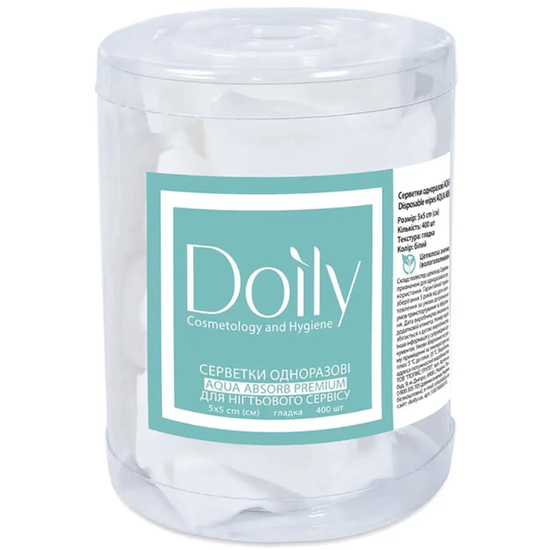 Салфетки безворсовые 5х5 см Doily AQUA ABSORB 400 шт в тубусе, белые