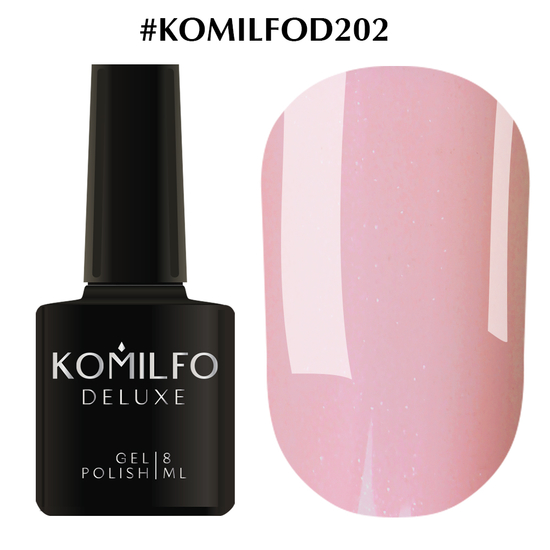 Гель-лак Komilfo Deluxe Series D202 (розовый, с еле заметным шиммером, для френча), 8 мл
