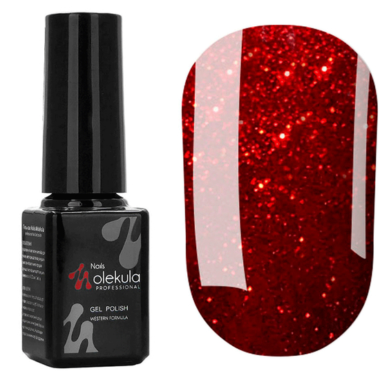 Гель-лак Molekula №077 (красный с блестками), 6 мл