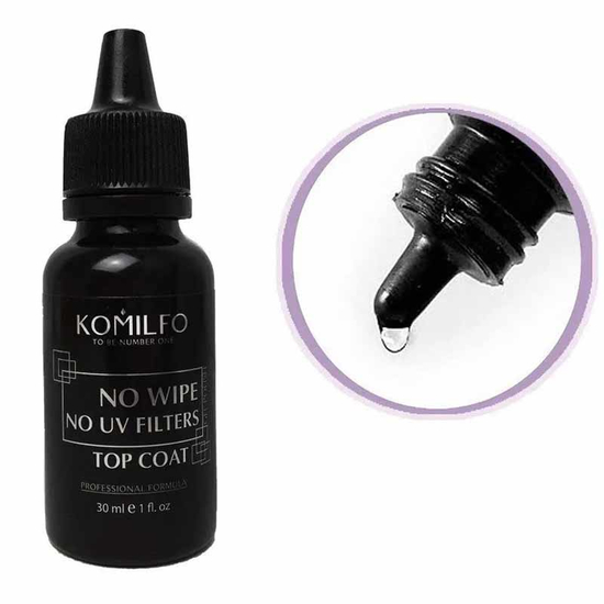 Komilfo No Wipe Top No Filters - топ для гель-лаку без липкого шару БЕЗ УФ-фільтрів, 30 мл, Об`єм: 30 мл