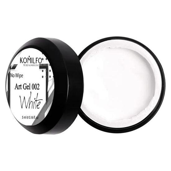 Арт-гель БЕЗ липкого шару Komilfo No Wipe Art Gel White 002 (білий), 5 мл, Колір: 002, Колір: Білий