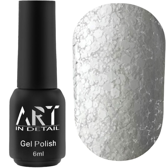 Гель-лак ART Bubble №B003 (полупрозрачный белый с белыми хлопьями), 6 мл