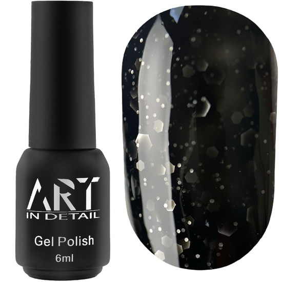 Гель-лак ART Bubble №B008 (напівпрозорий чорний з білими пластівцями), 6 мл