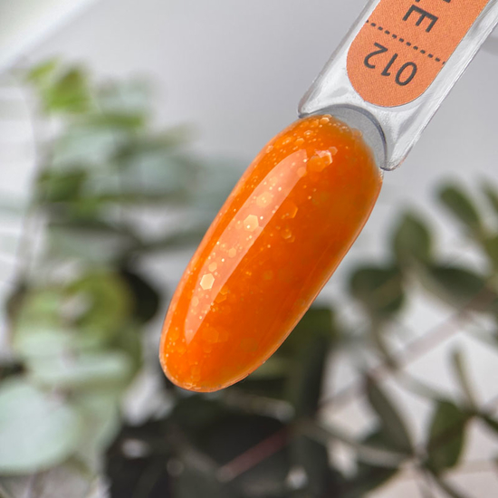 Гель-лак ART Bubble №B012 (напівпрозорий оранжевий з білими пластівцями), 6 мл3