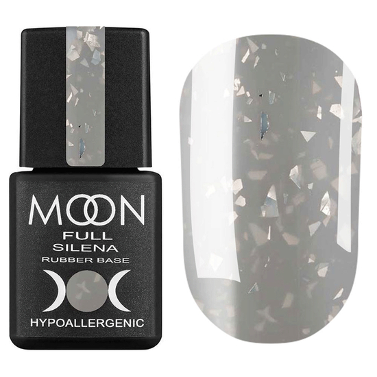 MOON FULL Potal Rubber Base Silena №2037 (серый с серебристой поталью), 8 мл, Цвет: 2037