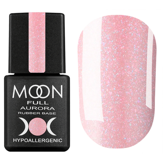 MOON FULL Rubber Base Aurora №2005 (розовый с шиммером), 8 мл, Цвет: 2005