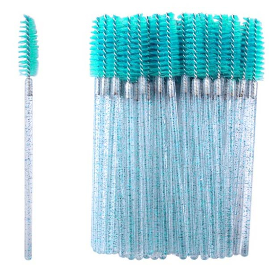 Щеточки для расчесывания ресниц мятные с блестками, 50 шт. в упаковке, Цвет: Мятный