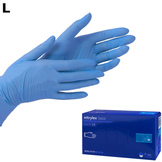 Рукавички нітрилові Nitrylex BASIC Dark Blue 100 шт (L), Розмір рукавичок: L, Колір: Dark Blue