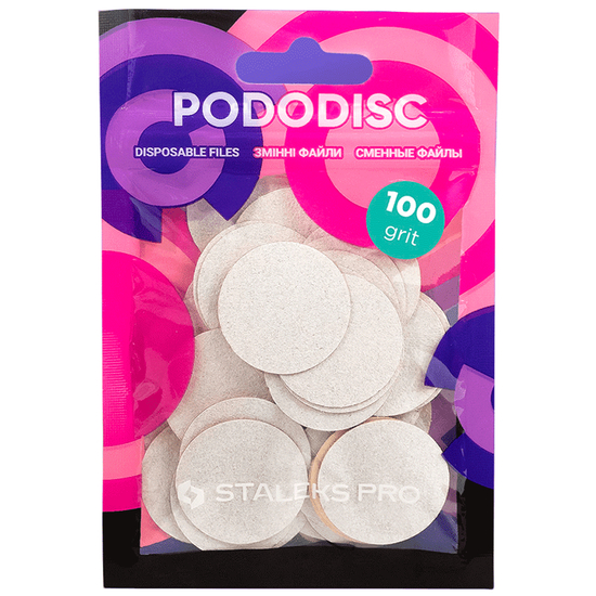 Сменные файлы белые для педикюрного диска 100 грит STALEKS PRO PODODISC L 50 шт PDF-25-100w, Вид: Сменные файлы, Диаметр: 25 мм, Абразивность: 100