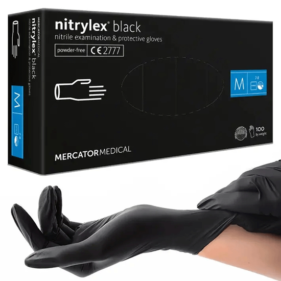 Рукавички нітрил неопудрені нестерильні Nitrylex Mercator Black 100 шт, M, Кількість: 100 шт, Розмір: M, Колір: Black3