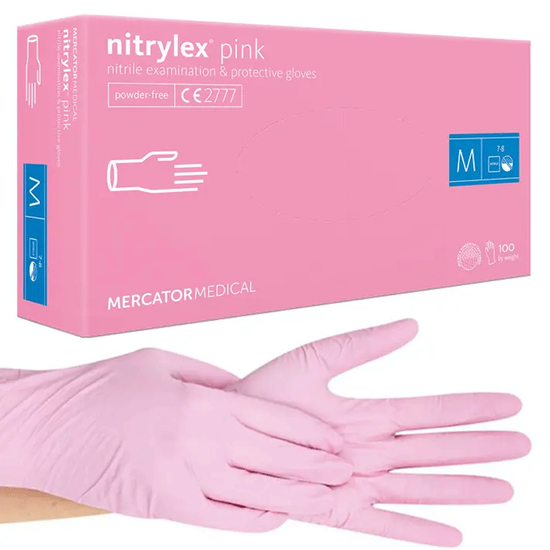 Перчатки нитрил неопудренные нестерильные Nitrylex Mercator Pink 100 шт, M, Количество: 100 шт, Размер: M, Цвет: Pink2