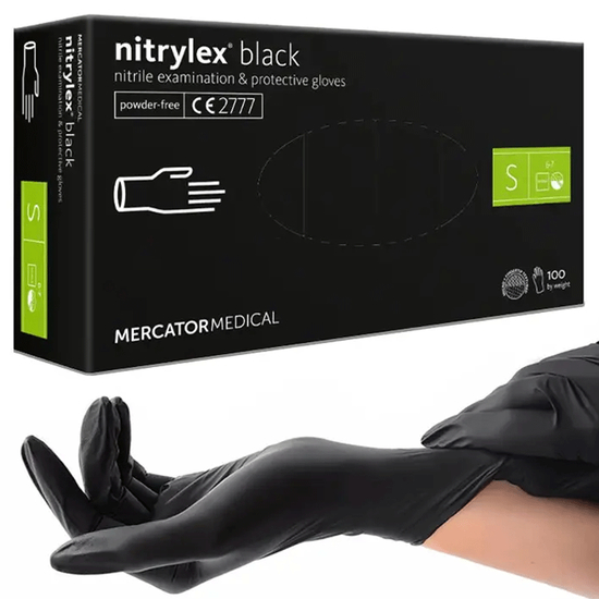 Перчатки нитрил неопудренные нестерильные Nitrylex Mercator Black 100 шт, S, Количество: 100 шт, Размер: S, Цвет: Black
3